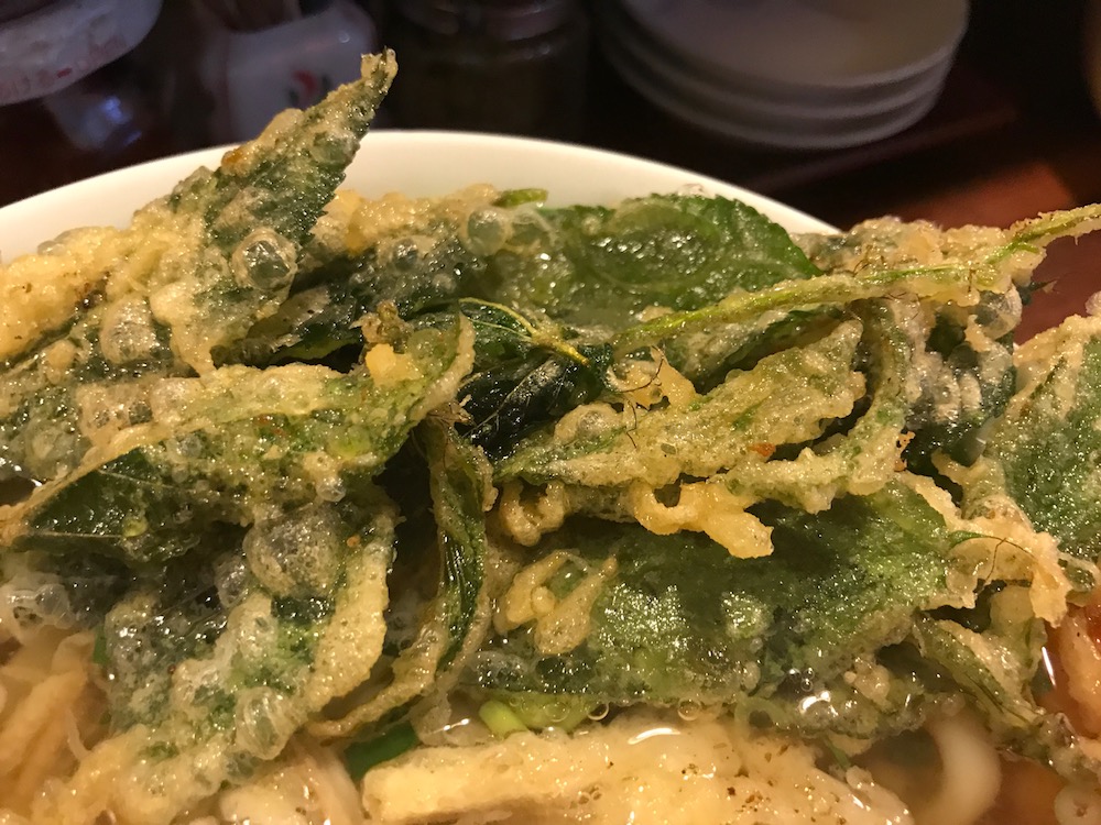 松原うどん モロヘイヤの天ぷら