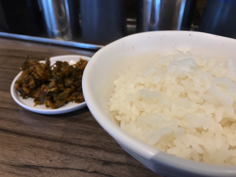 ふくの家本庄店 辛子高菜と白ごはん(小)100円