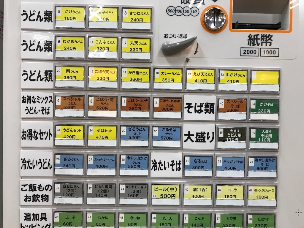 2018まるふくうどん 食券機