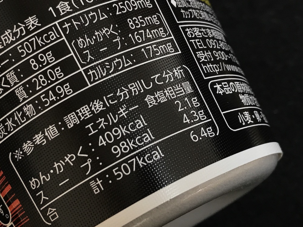 マルタイ久留米濃厚とんこつラーメン食塩相当量