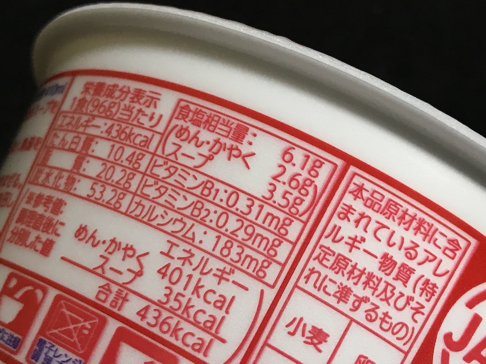 赤いきつねうどん 食塩相当量