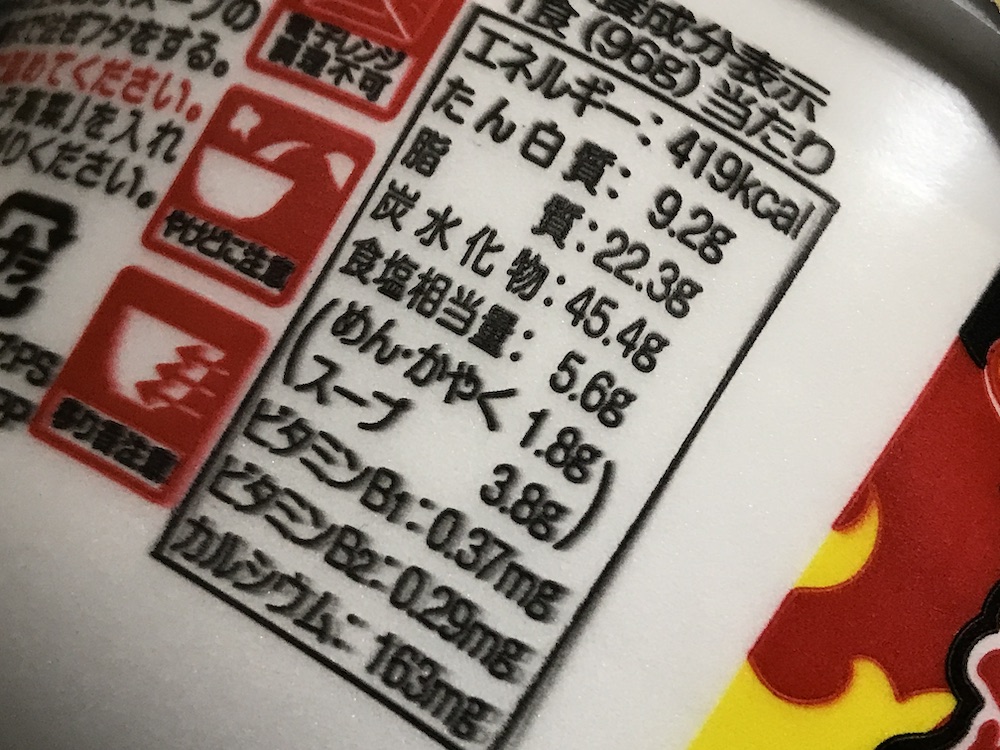サンポー激辛高菜豚骨ラーメン　食塩相当量