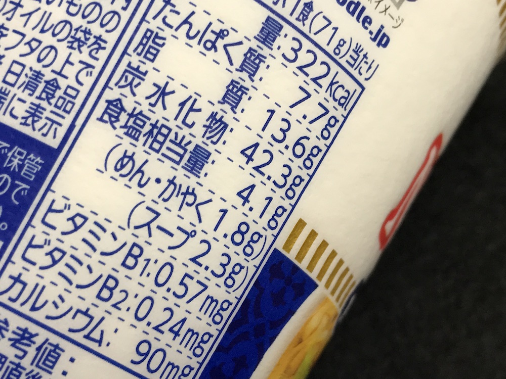 カップヌードル魚介仕立てのペペロンチーノ　食塩相当量