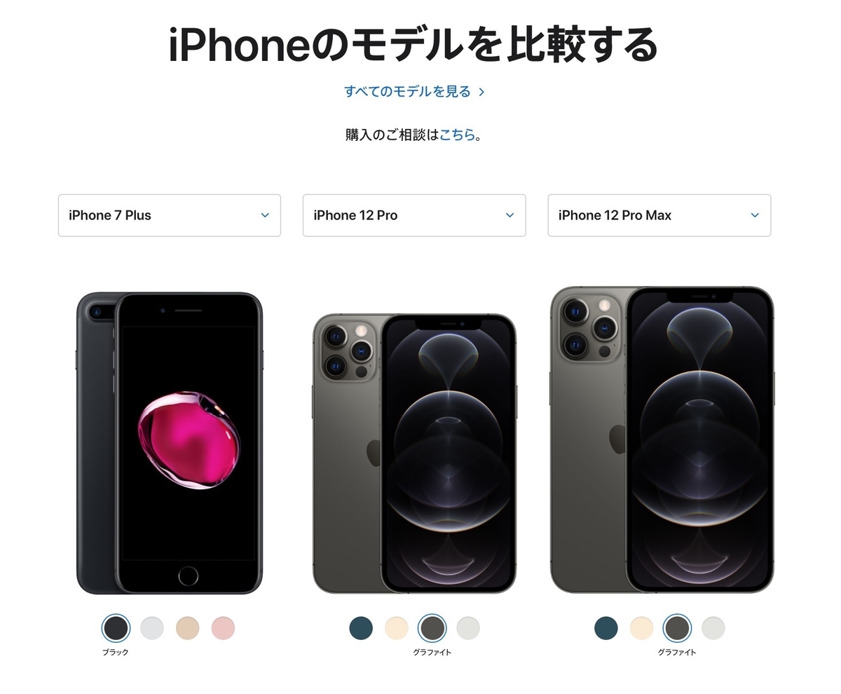 iPhoneのモデルを比較する