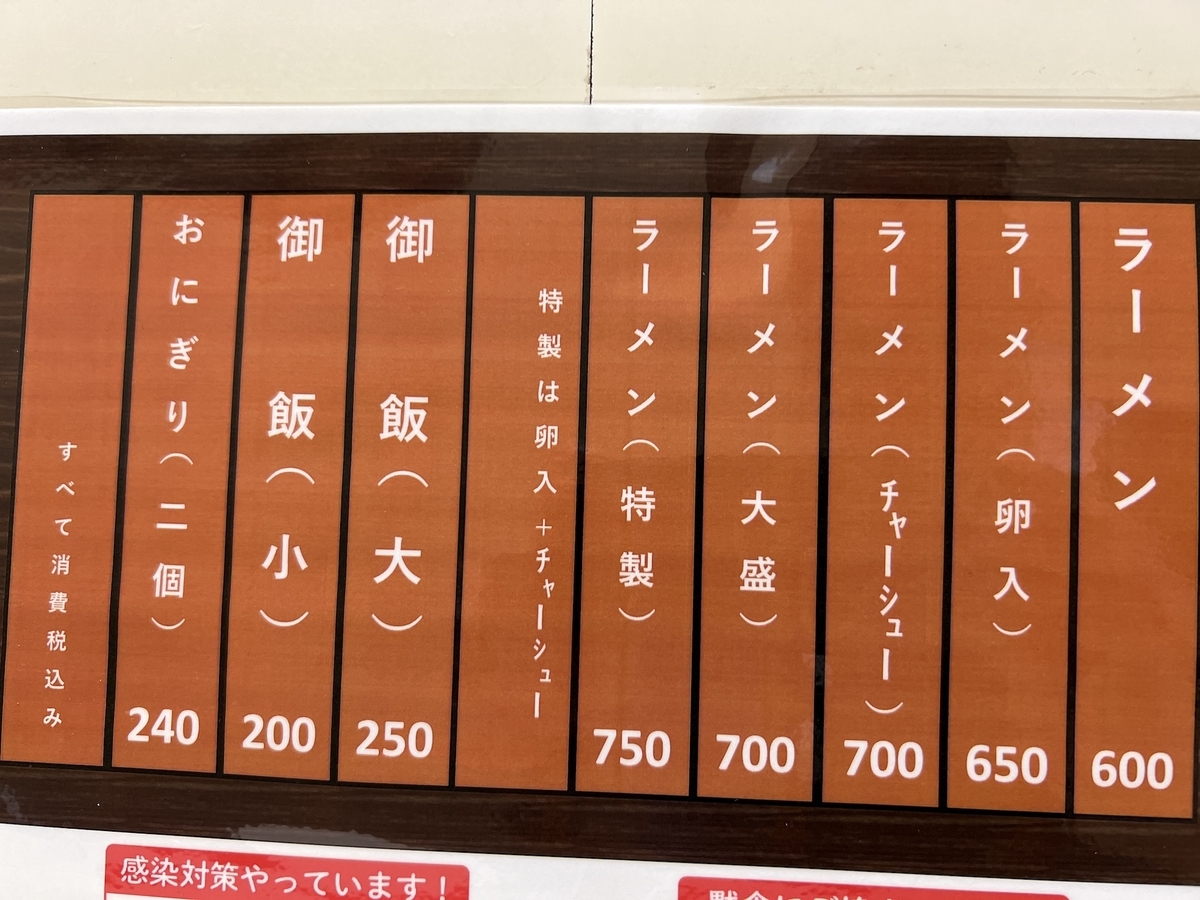 テルテルラーメン　メニュー