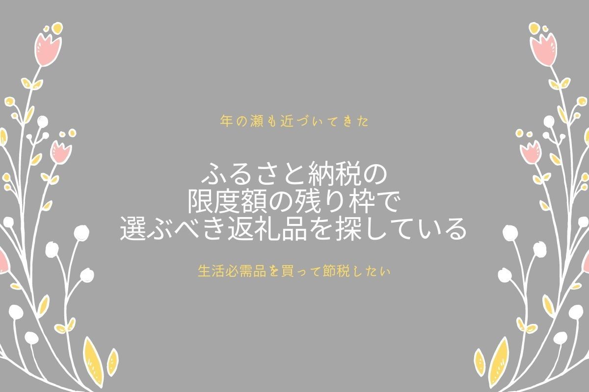 ふるさと納税の限度額の残り枠で選ぶべき返礼品を探している 生活必需品希望 ひとみにカルチャーショックを ふるさと納税の限度額の残り枠で選ぶべき返礼品を探している 生活必需品希望 ひとみにカルチャーショックを
