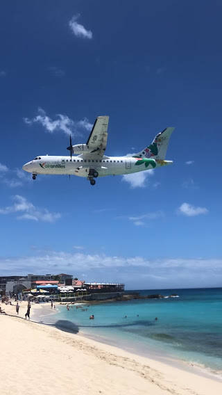 上空を通り過ぎるプロペラ機