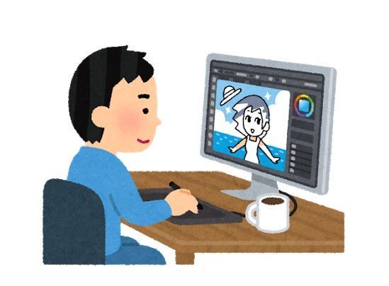 板タブレットで絵を描く人