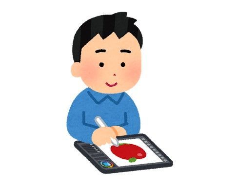 液晶タブレットで絵を描く人