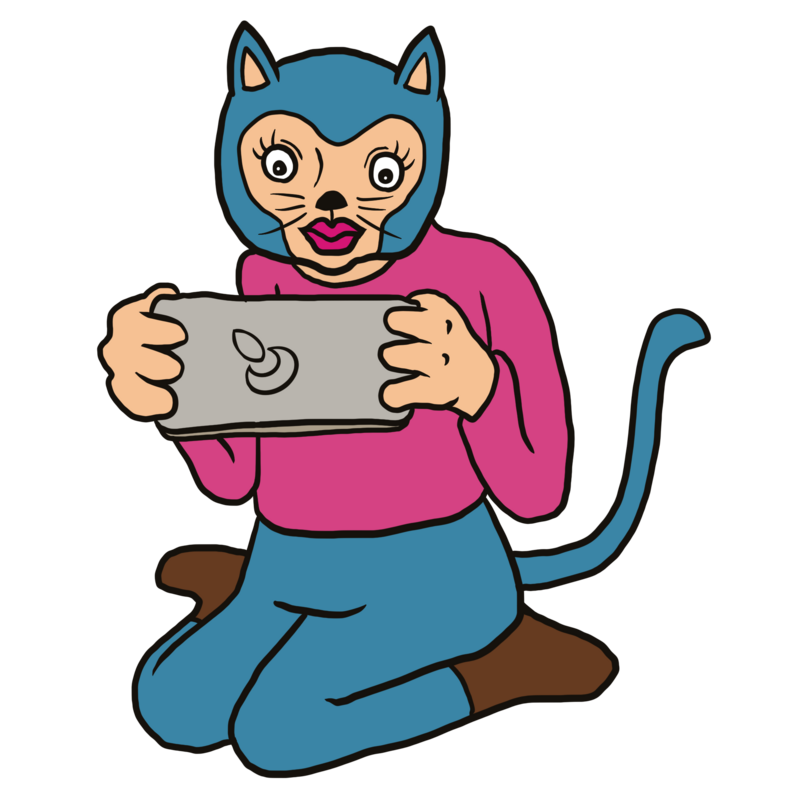 ゲームに夢中の猫