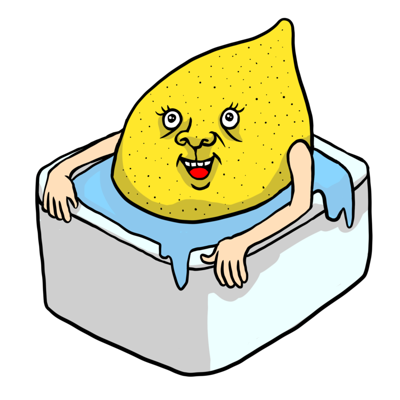 お風呂に入るレモン