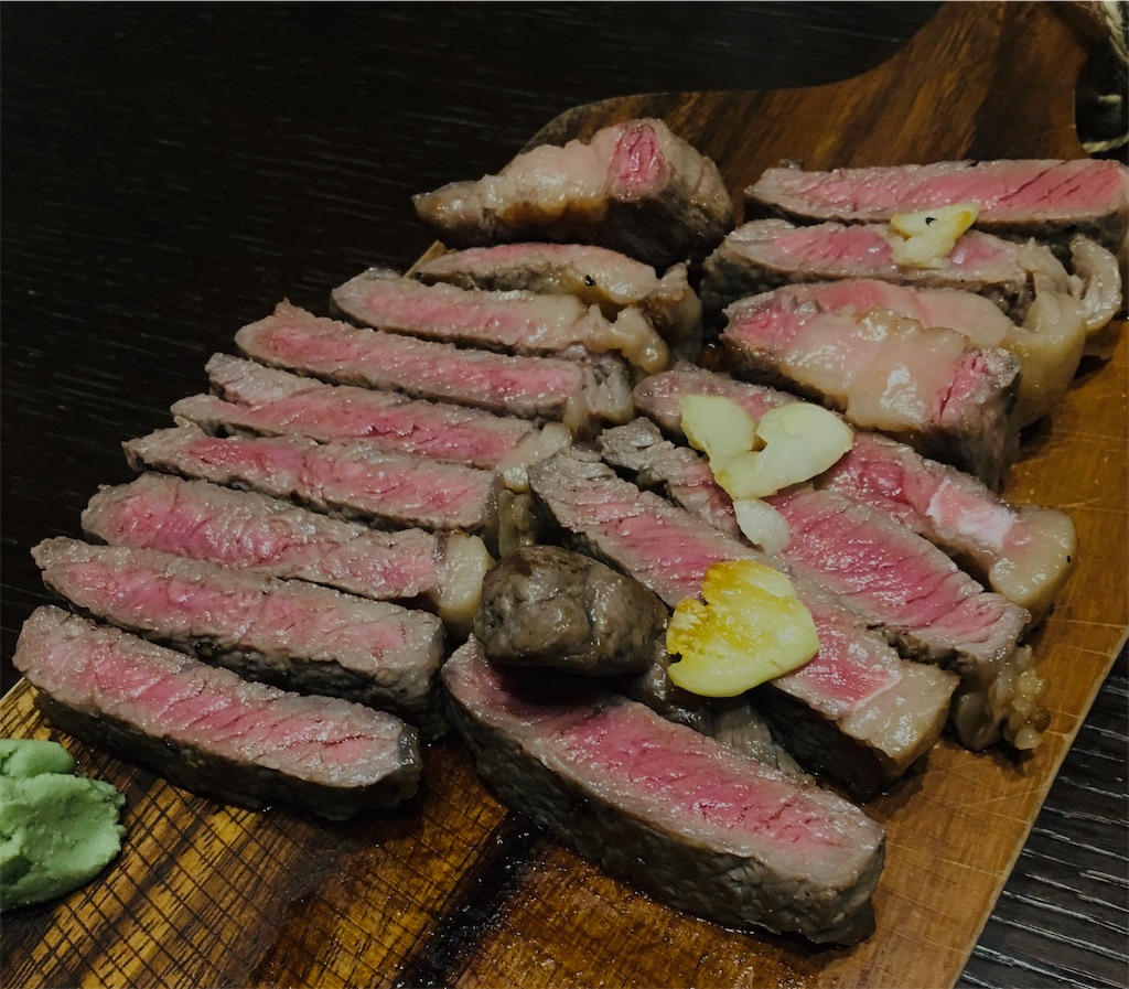 ステーキを盛り付ける ステーキを盛り付ける