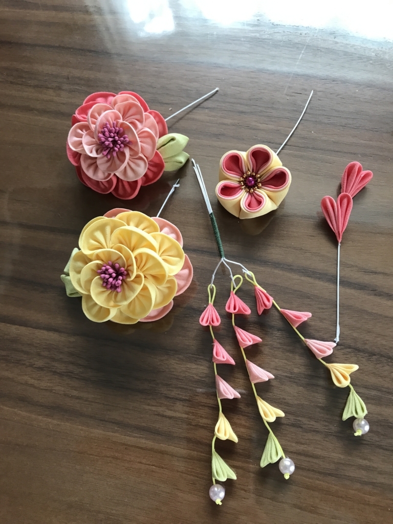 つまみ細工 浴衣に合わせた髪飾りを作る！完成しました