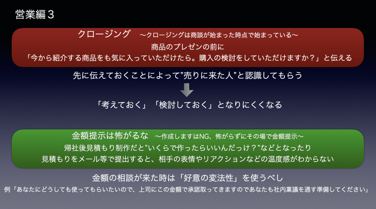クロージング、金額提示は怖がるな、好意の返報性