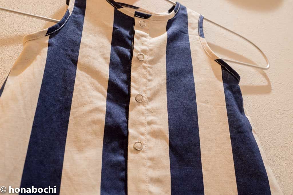 目指せ100着！！　12.ヘンリーネックショートロンパース「小さな子どもの手づくり服」