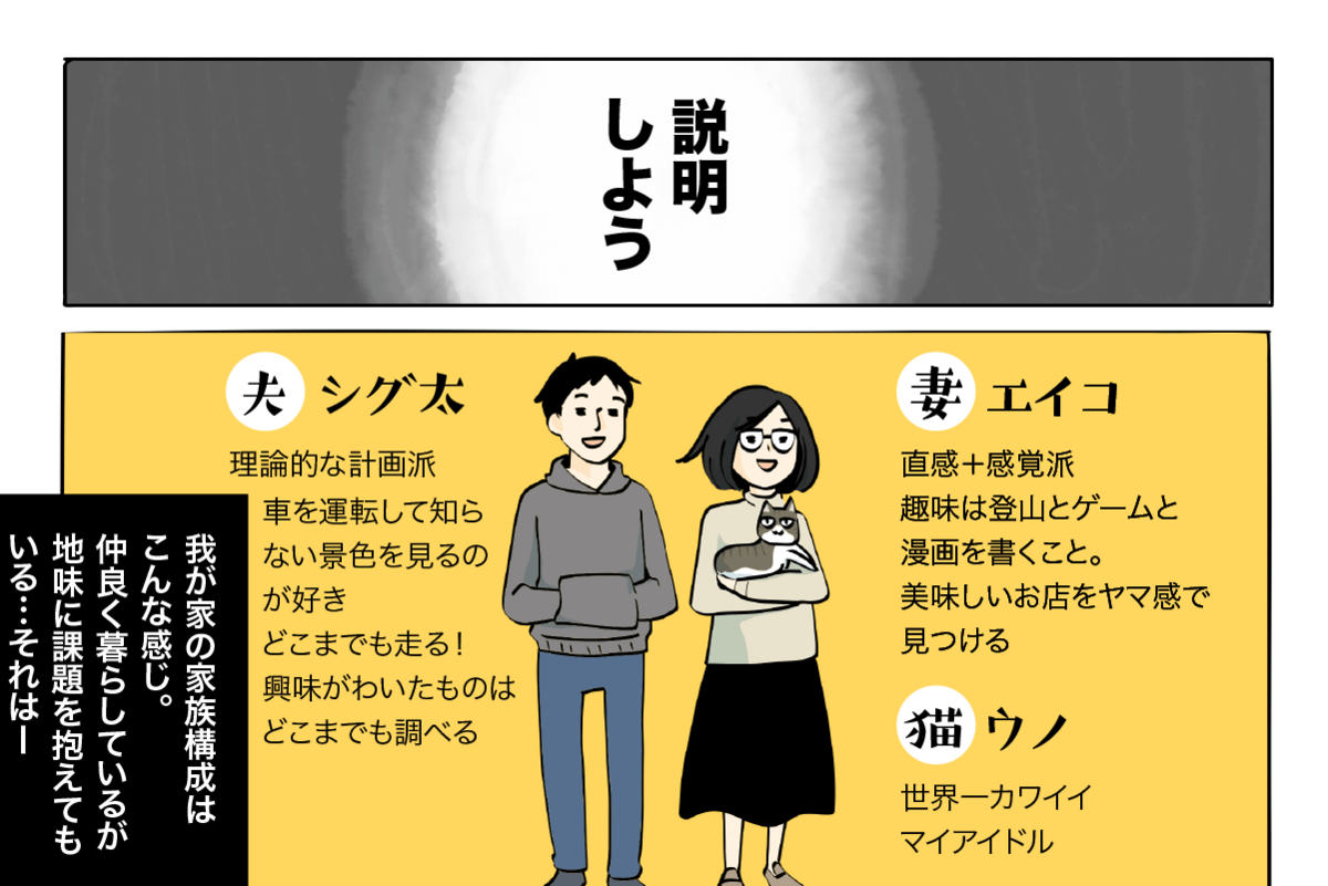 マツナガエイコによる「夫婦キャンプのはじめかた」第１話の３コマ目