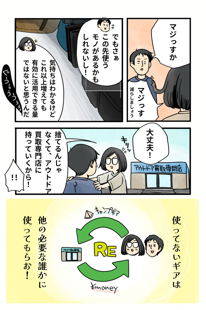 マツナガエイコによる「夫婦キャンプのはじめかた」第24話の２コマ目