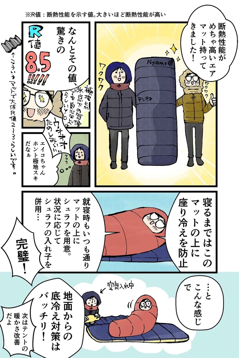 マツナガエイコによる「夫婦キャンプのはじめかた」第28話の３コマ目