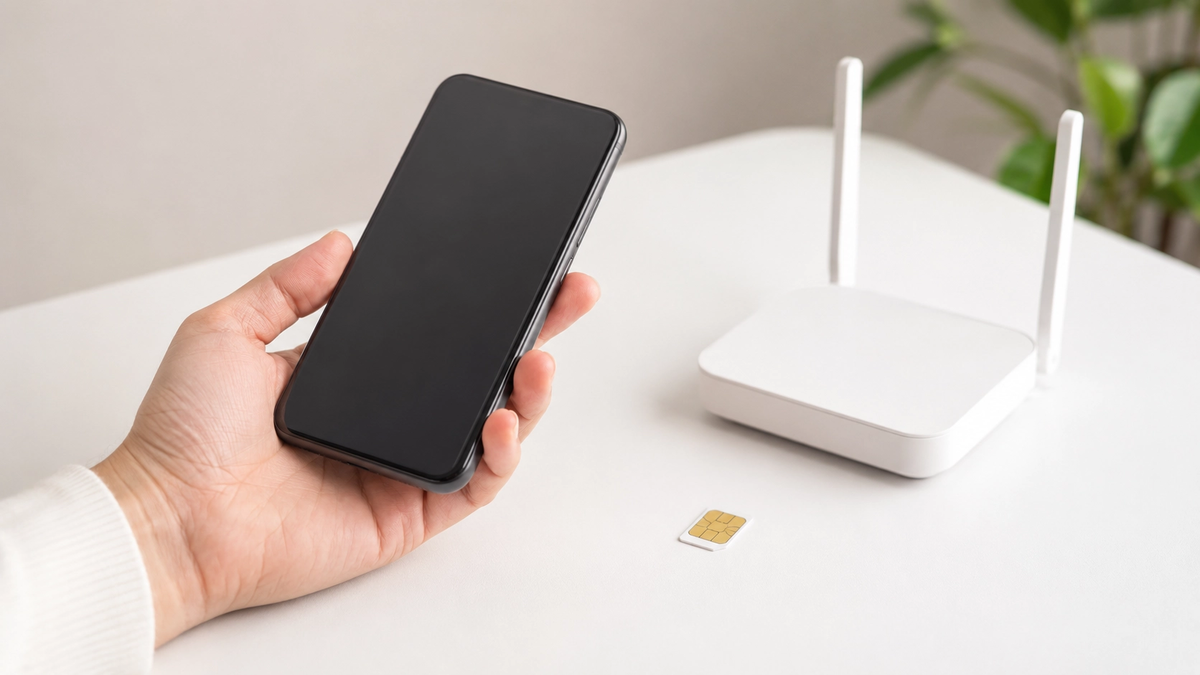 スマートフォンを操作しながらWi-Fi接続を確認するようす