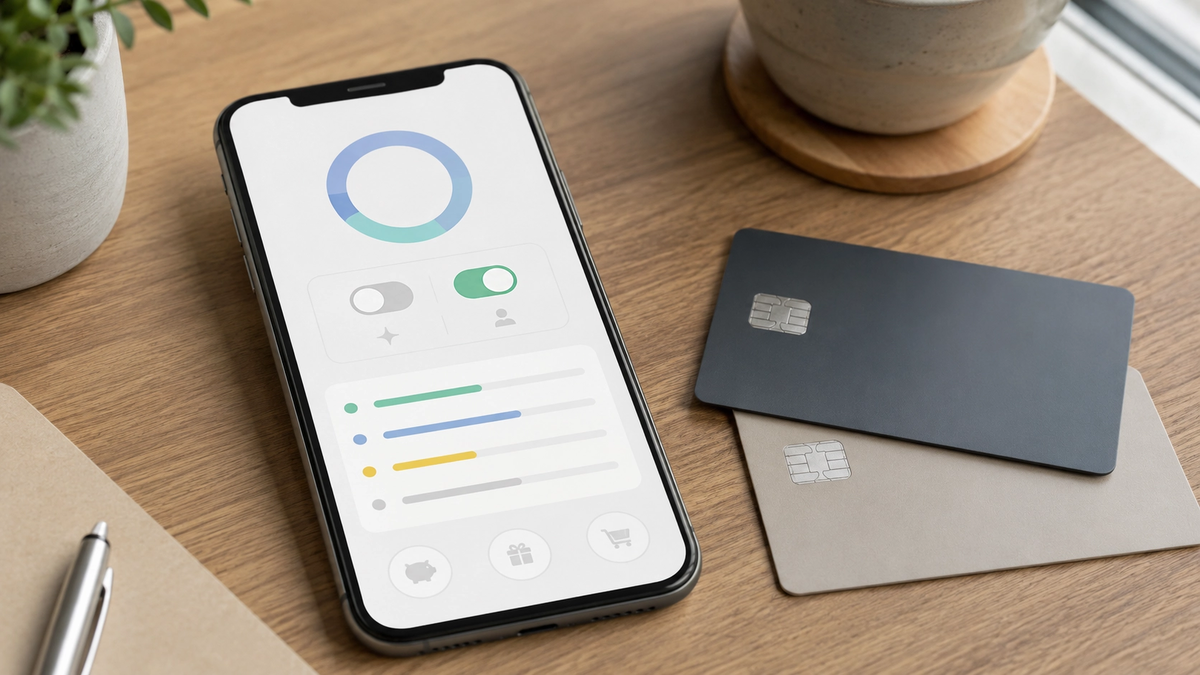 ポイントの使い道を設定するスマホ画面とカードのイメージ
