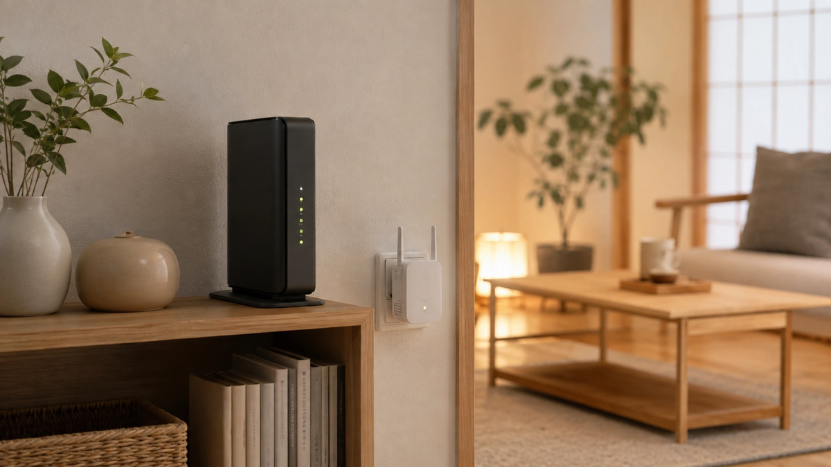 ホームルーターとWi-Fi中継機を設置した部屋のイメージ