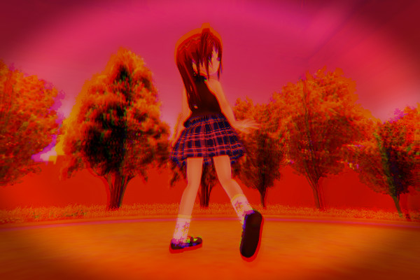 昭和京都の怪談綴りによるイツサワリの御札のある神社の境内の夕陽