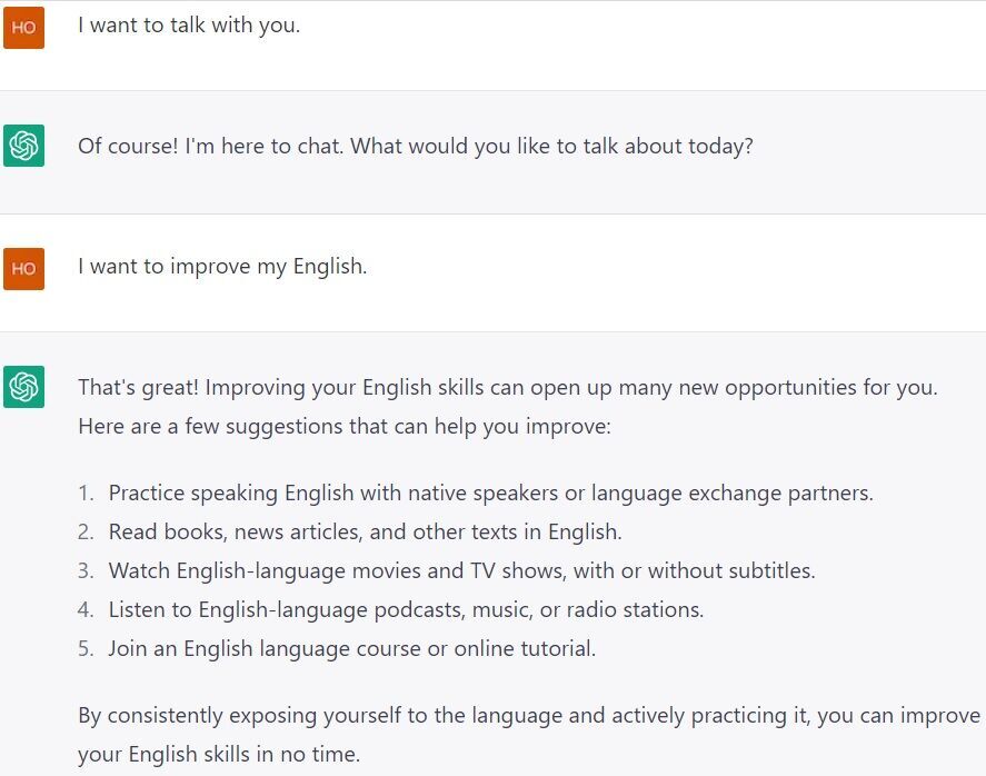 ChatGPTでチャット形式の英会話をする方法