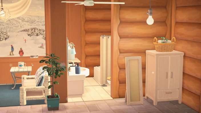 あつ森・リゾートホテル・ロッジな部屋・レイアウト・ゲレンデなかべがみ・山小屋・バスルーム・トイレ