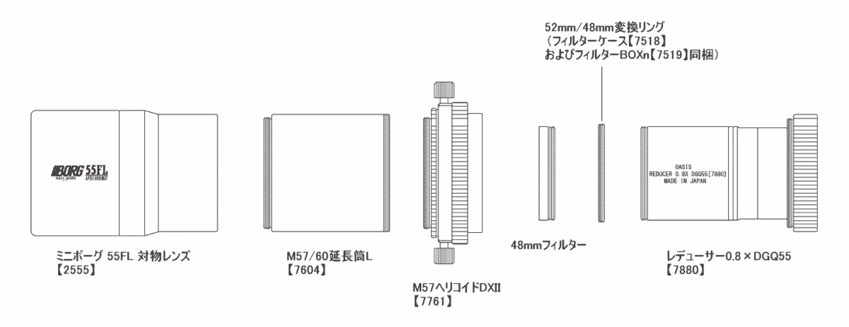 【ゾgige】borgフィルターセット BORG55FL＋レデューサー7880セット」への48mmフィルター取付方法