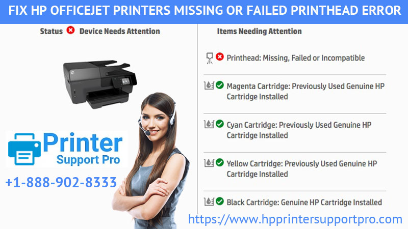 hp printer missing or failed printhead