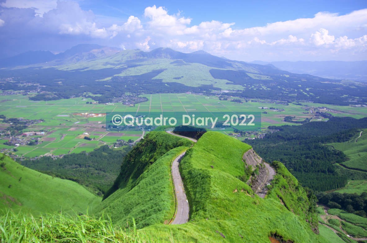 パステル原画 A5 2枚セット】天空の道（熊本地震前後の阿蘇） パステル