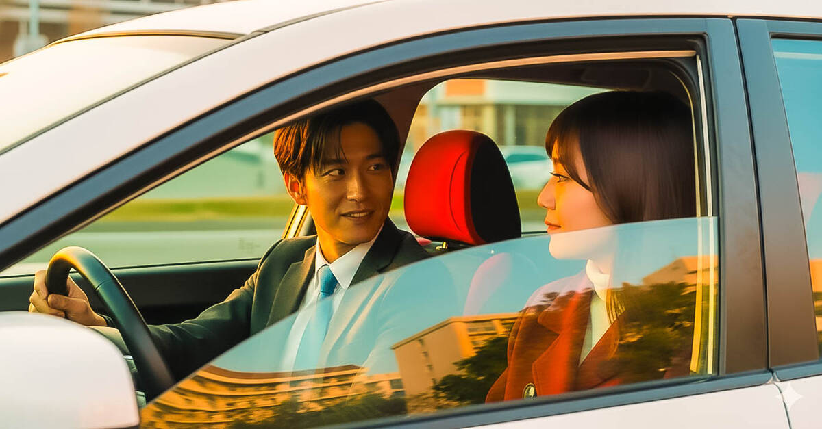車の中で話す2人