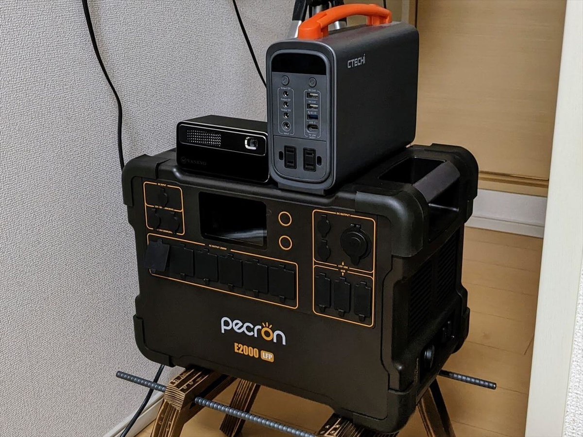 Pecron E2000LFPとコンパクトなポータブル電源をサイズ比較