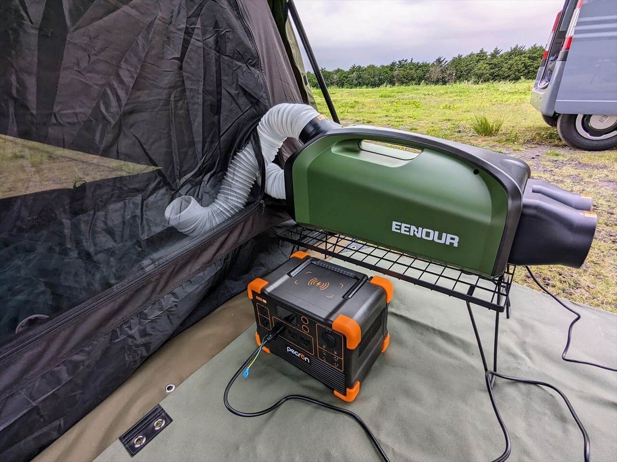 EENOUR QN750 ポータブルクーラーの冷却ホースをGOGlamping SKY EYEに入れてみる