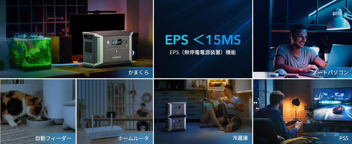 Dabbsson DBS2300 大容量ポータブル電源 EPS(無停電電源装置)として利用可能