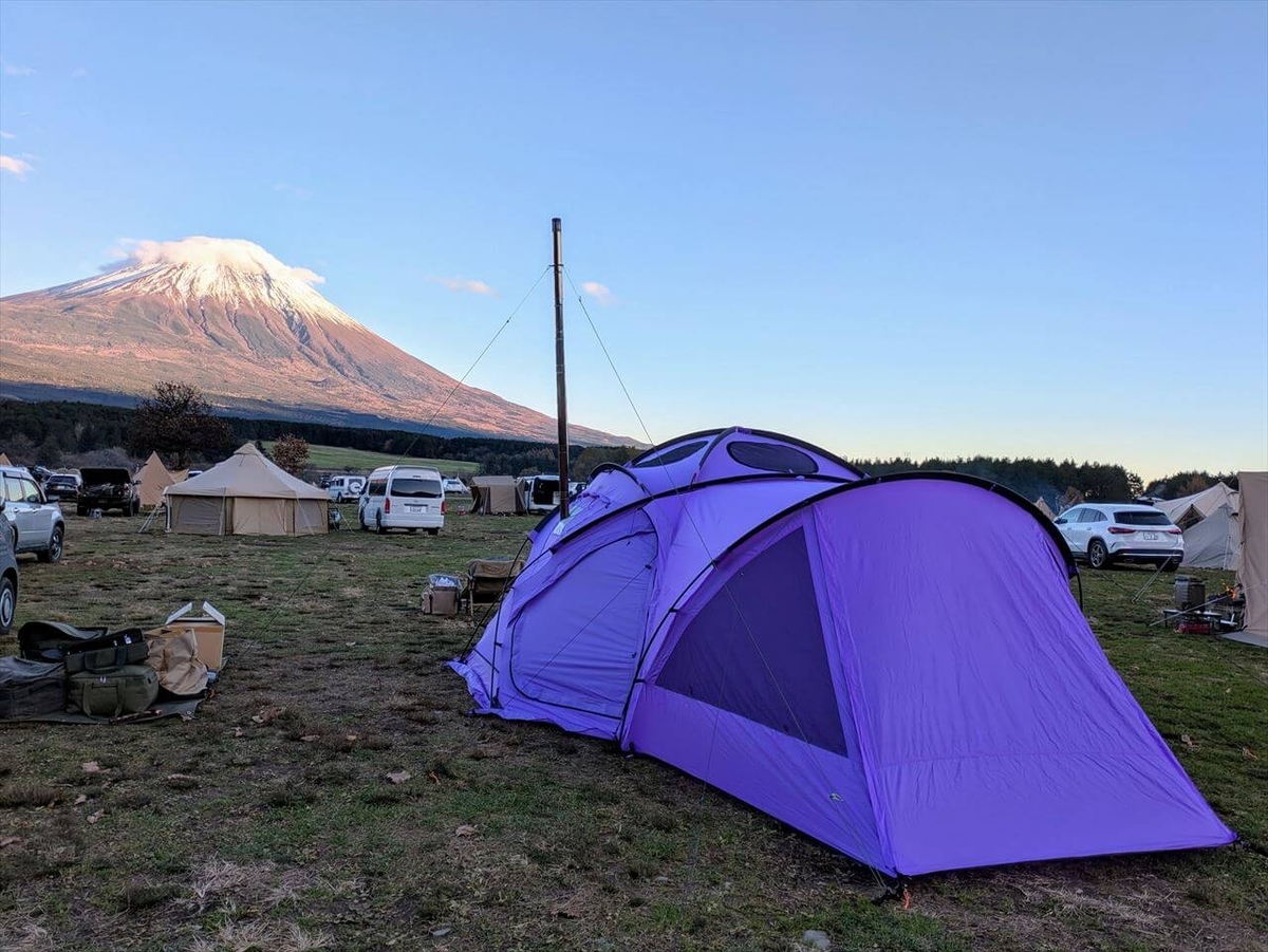 ふもとっぱらキャンプ場で薪ストーブ冬キャンプ