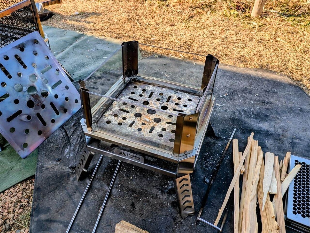 CAMPING TOGETHER 焚き火台 カシオペア Mサイズ ガラスパネルに交換