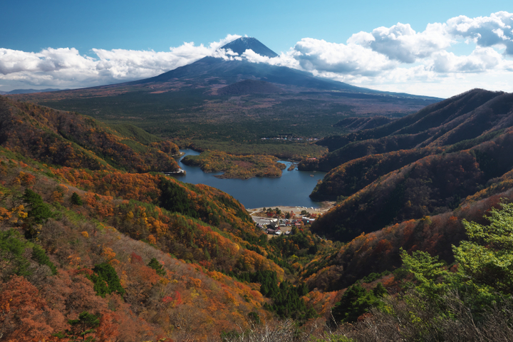 精進湖と富士山