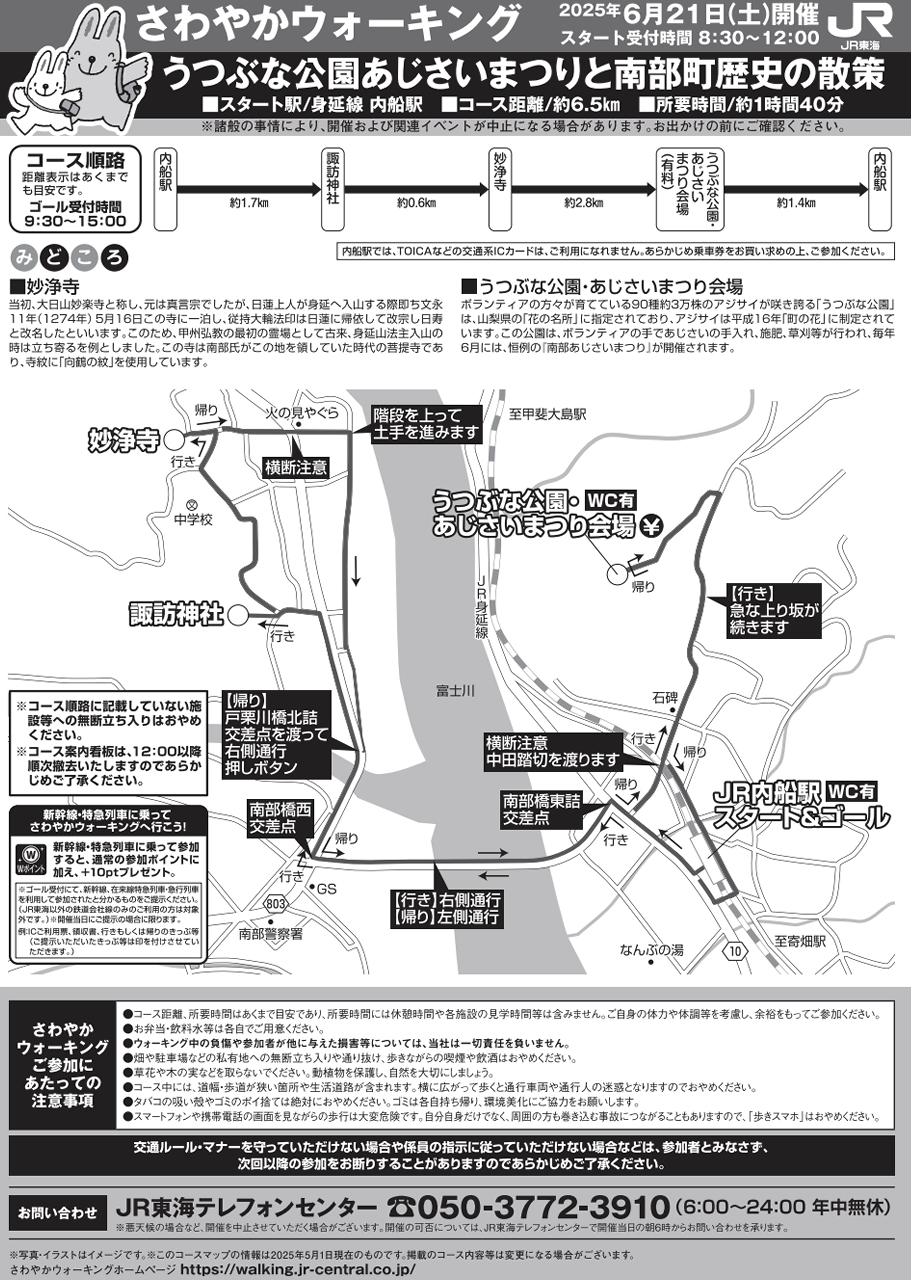 さわやかウォーキング うつぶな公園あじさいまつりと南部町歴史の散策2025