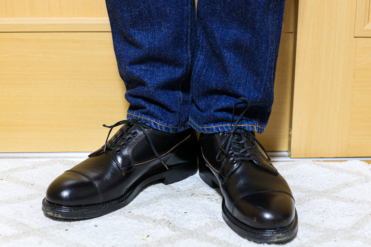 美品　ウィールローブ　wheelrobe コードバン　革靴　ブラック　馬革 WHEEL ROBE CORDOVAN PLAIN TOE DERBY ウィールローブ 15075C