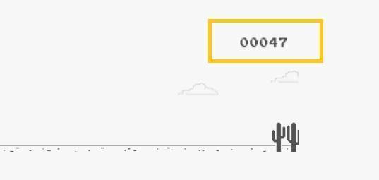 恐竜ゲームを始めると進む右上のカウント