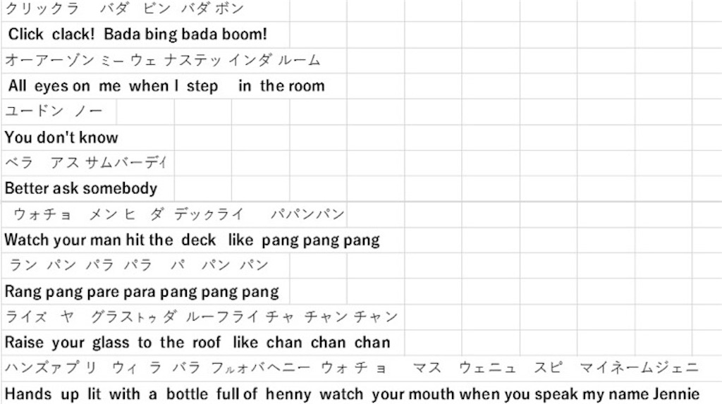 Black Pink Boombayha Japver 日本語 Rap 歌い方 カタカナ I Closetの日記