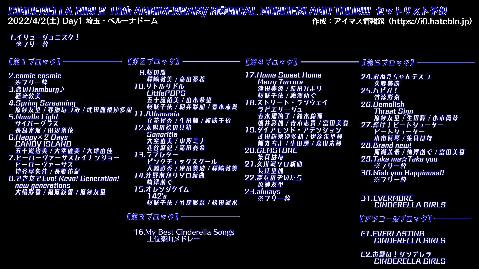 シンデレラ10thファイナル公演 セトリ考 後編 アイマス情報館