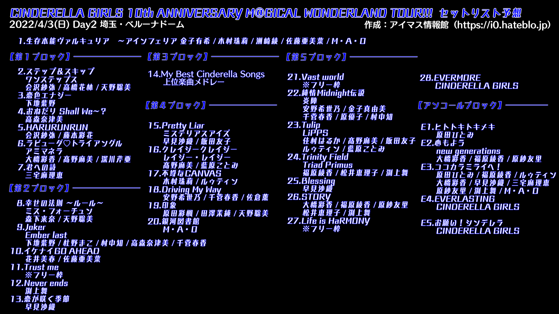 シンデレラ10thファイナル公演 セトリ考 後編 アイマス情報館