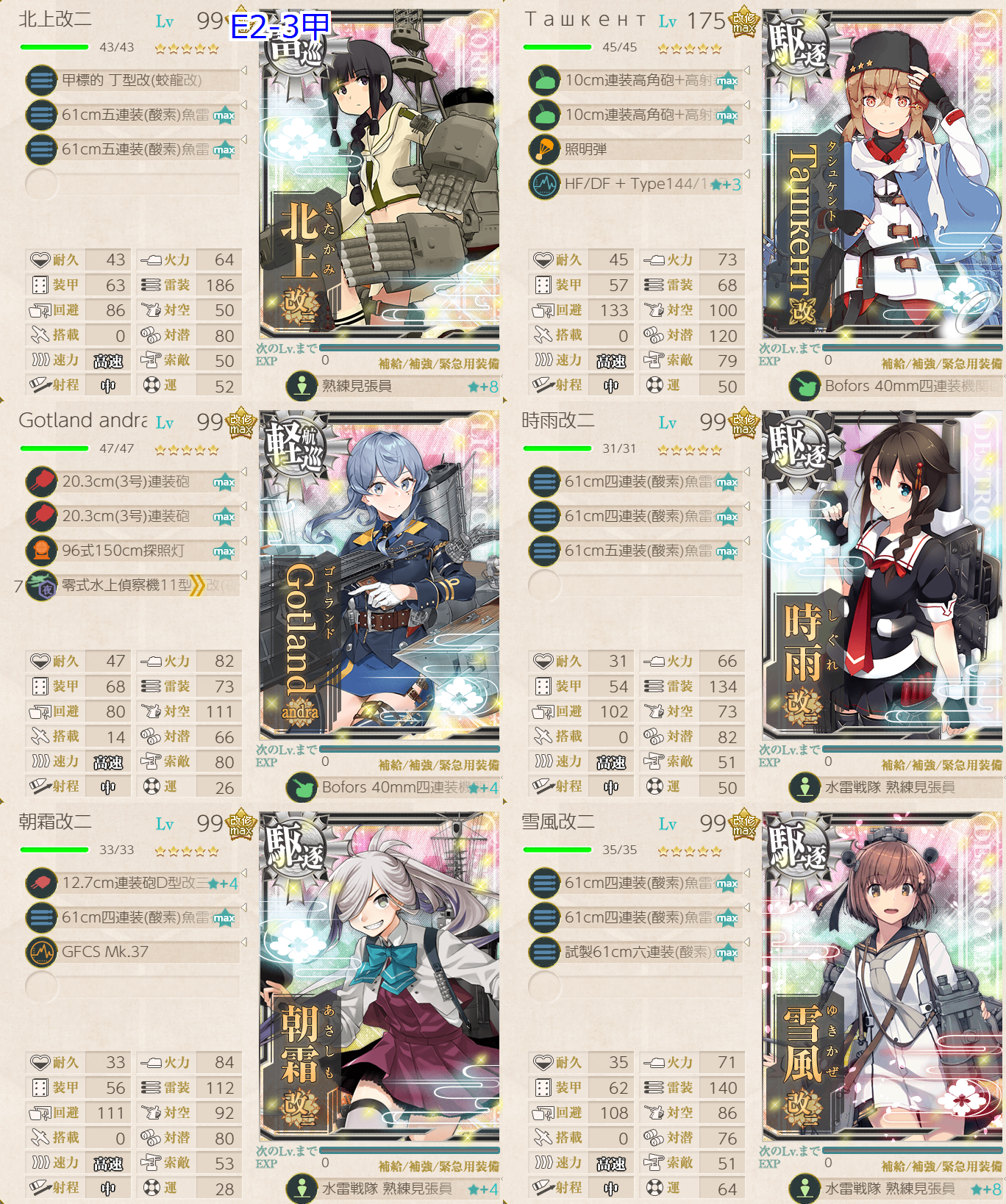 艦これ23春イベ e2-3甲 第二艦隊編成