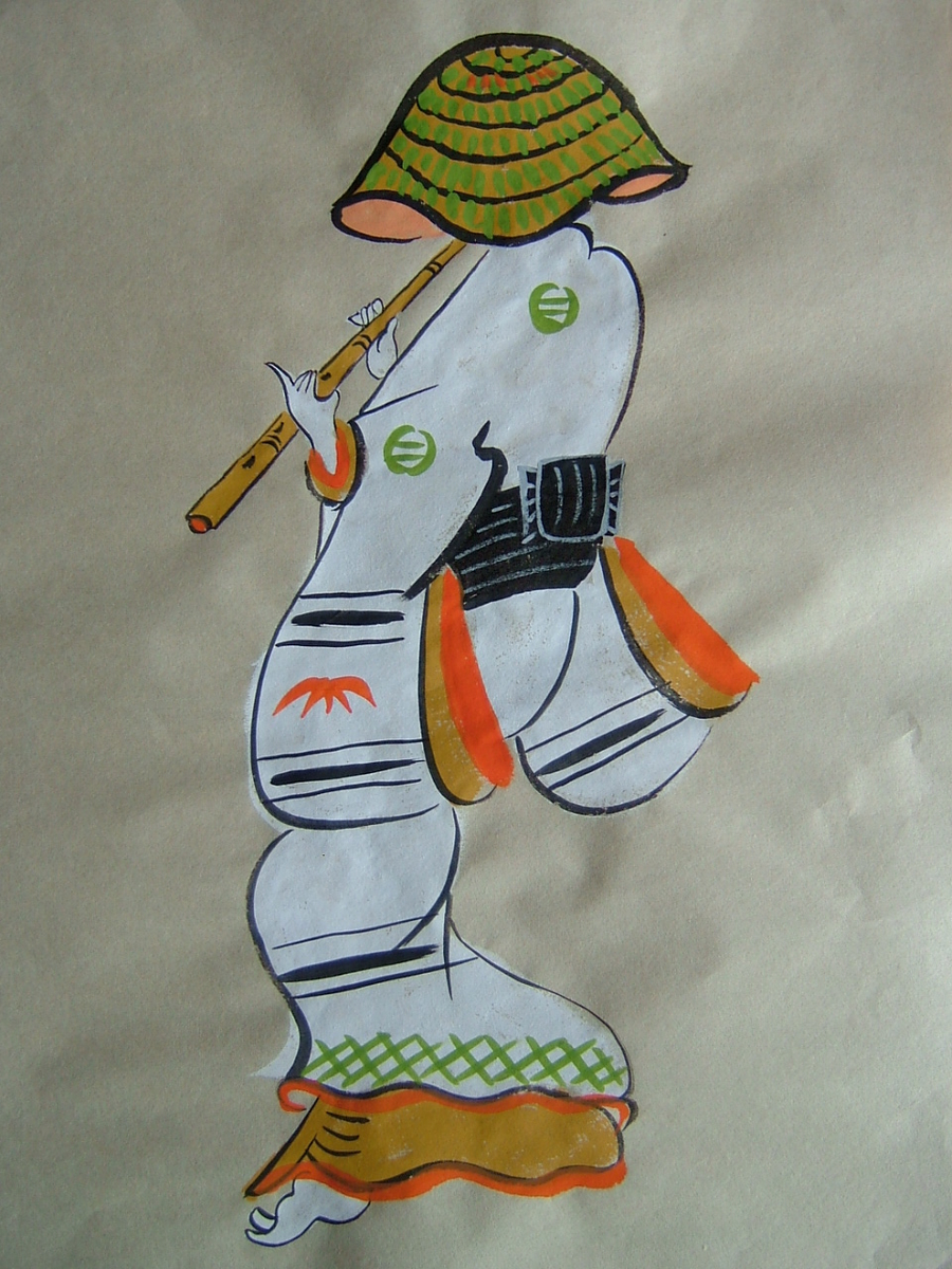 大津絵/女虚無僧(おんなこむそう) - 一蓮の大津絵ギャラリー