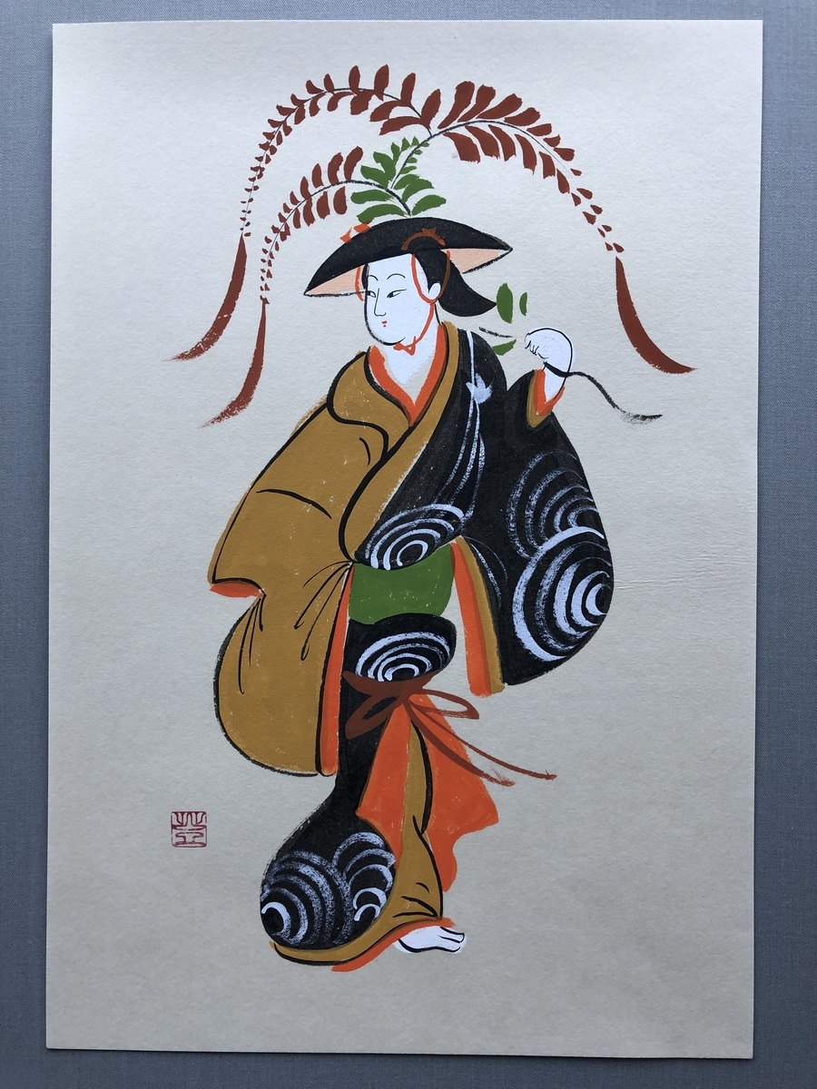 昭和レトロ　大津絵　肉筆　萌画　当時物　レトロ大津絵 昭和レトロ 大津絵 肉筆 萌画 当時物 戦前 レトロ大津絵 絵画