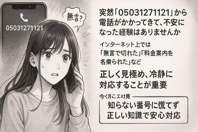 05031271121から電話がきた…危険？正体・口コミ・安全な対処法を徹底