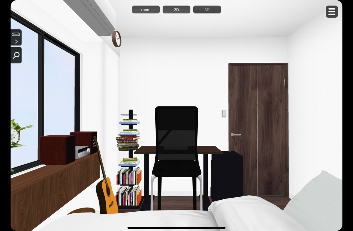 本棚を置く前に作成した部屋の3Dモデリングの様子