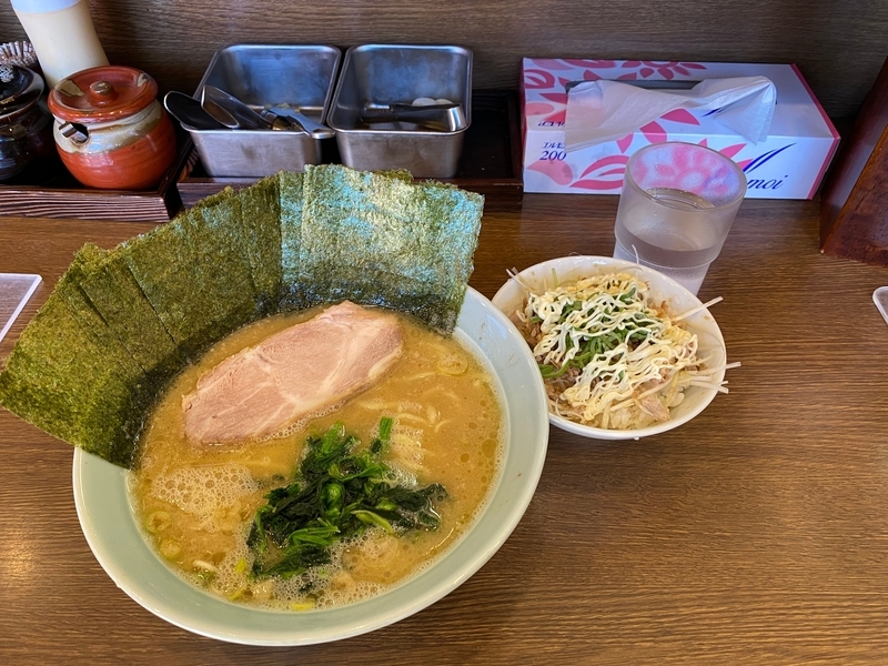 たま家　らーめん+ねぎ飯セット(850円)+のり増し(100円)